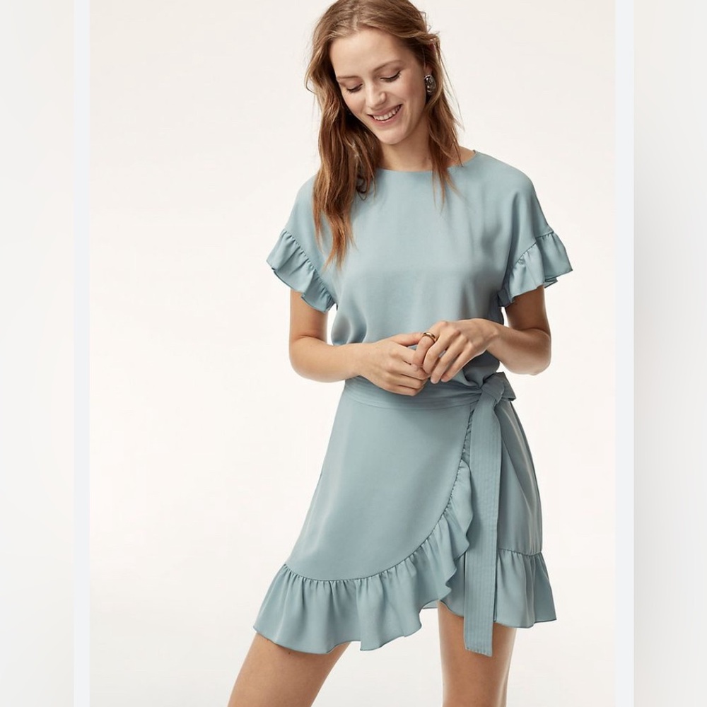Aritzia Wilfred Ninette Ruffle Dress - Blue